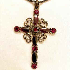 Elegant Red Cross Pendant Necklace